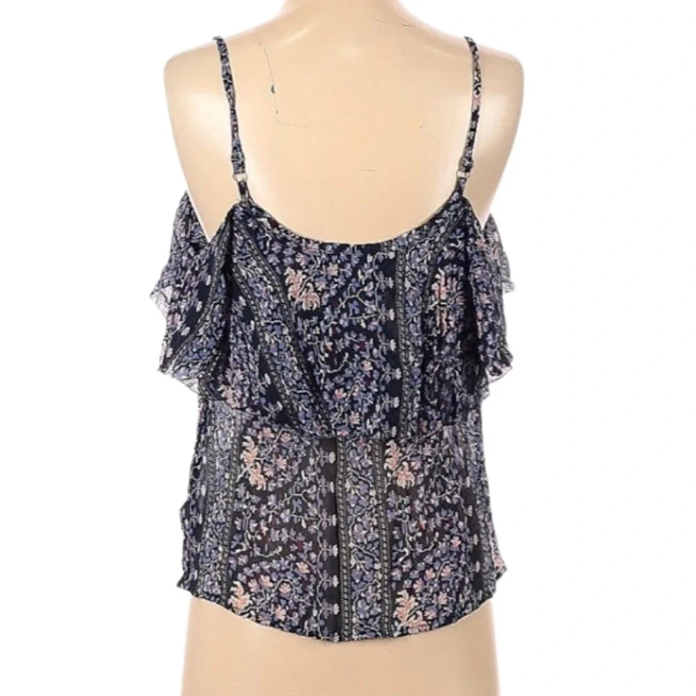 Paige Denim Boho Cold Shoulder Silk Top Blouse - Picture 3 of 4